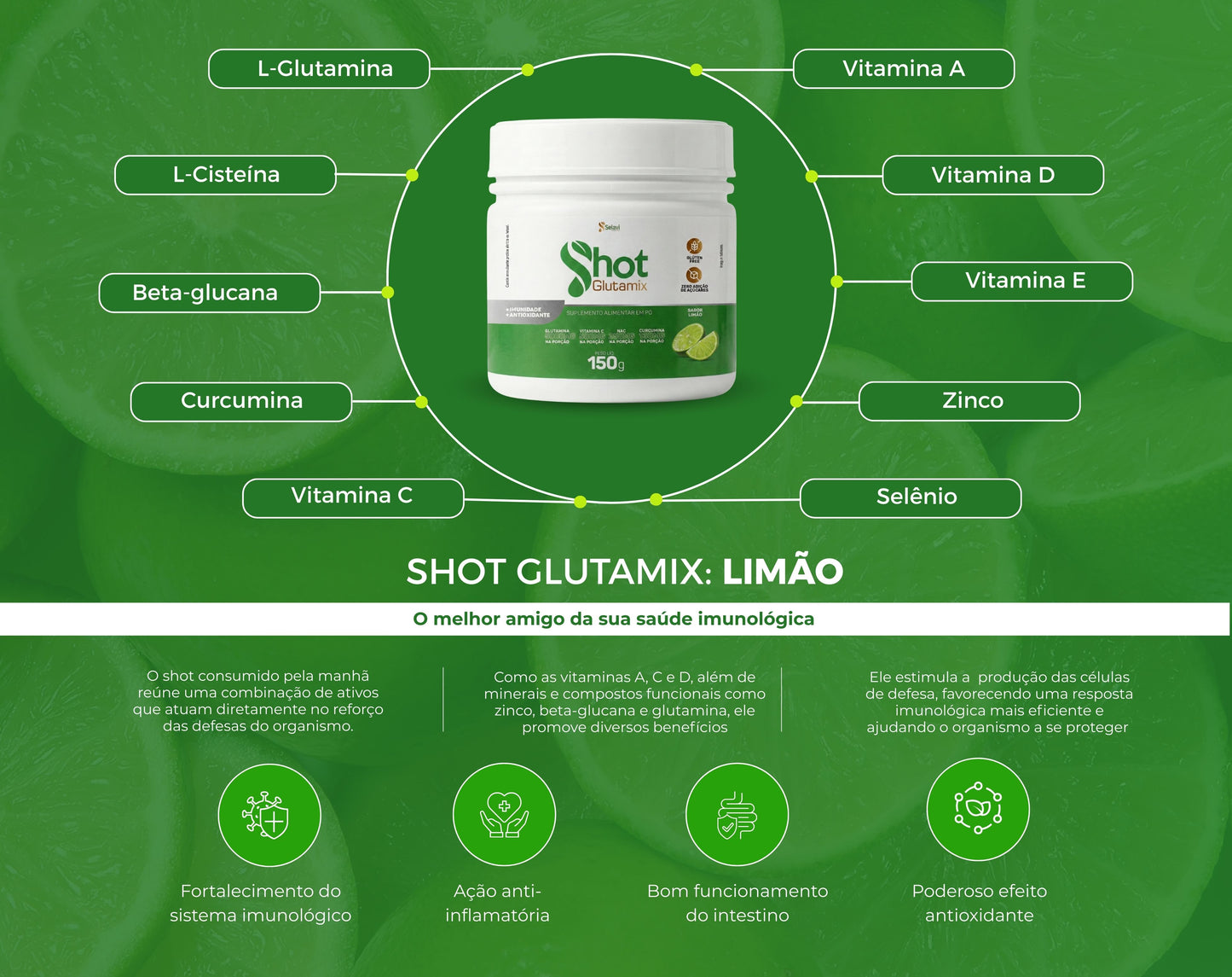 SHOT GLUTAMIX - NAC - SABOR LIMÃO